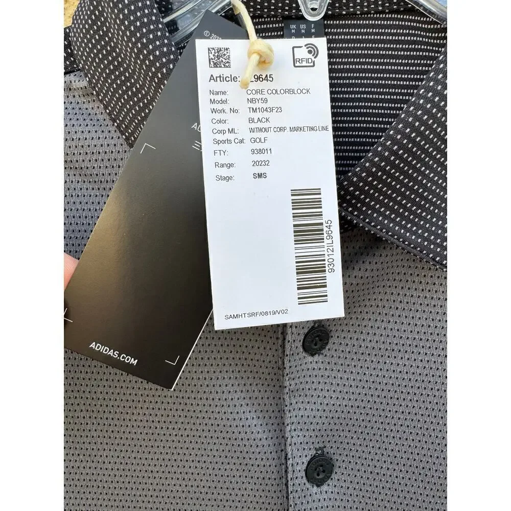 Adidas Golf Polo Black Gray Men's Medium NWT